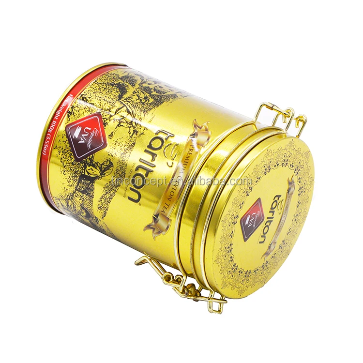 Factory Supply Gold Hinged Lid Copper Tea Tins For Storage