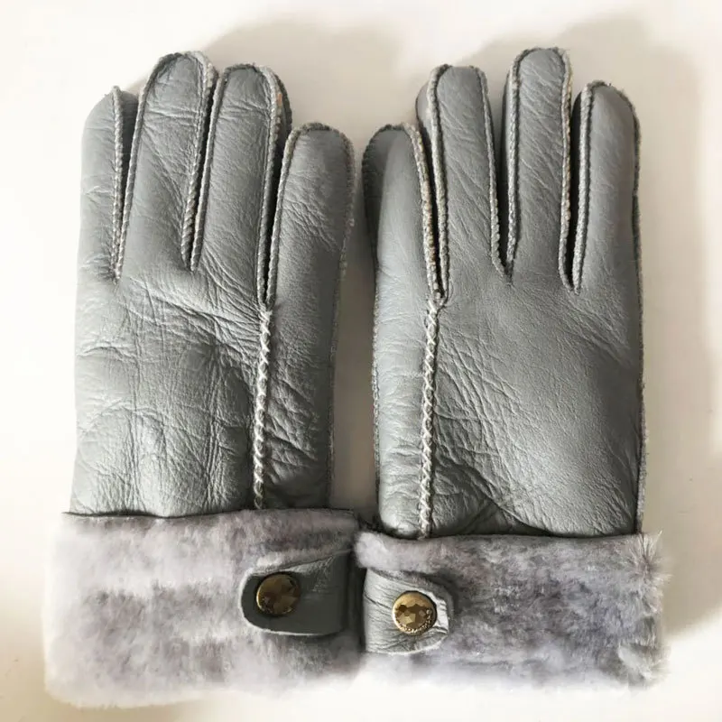 Factory wholesale winter warm 100% real sheepskin fur gloves for men women