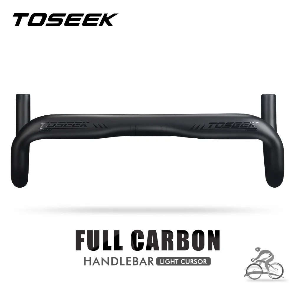 TOSEEK Road Bicycle Carbon Handlebar Reduce Resistance Bent Bar Strengthen Bike Parts 400/420/440mm External Routing Black Matte