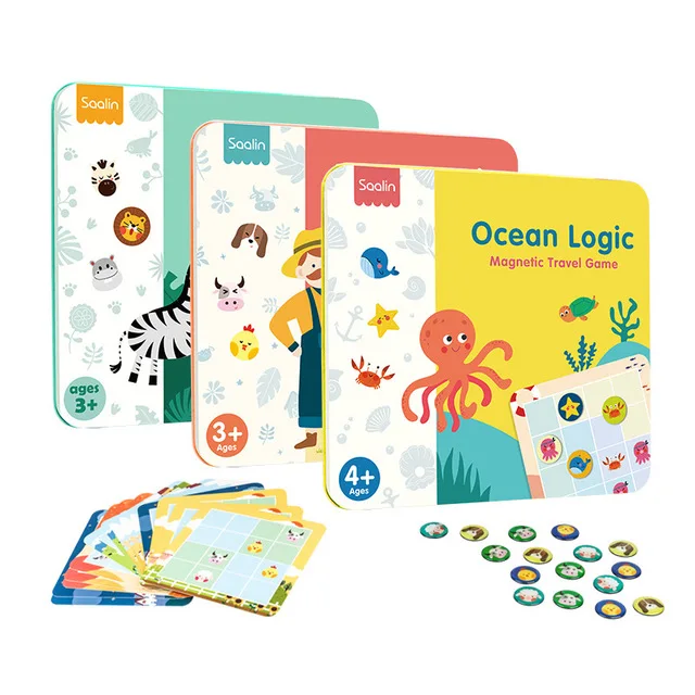 Three palace logic thinking game of zoo,English Spelling Card Phonics Educational Learning Card for early childhood education