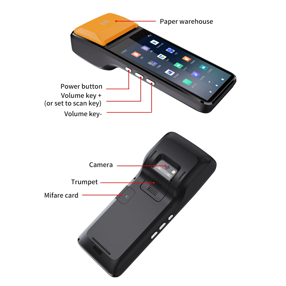 Senraise H5 3G 4G Android 8.1 Smart Handheld POS Terminal Scan Touch Screen Cash Register for Store Use