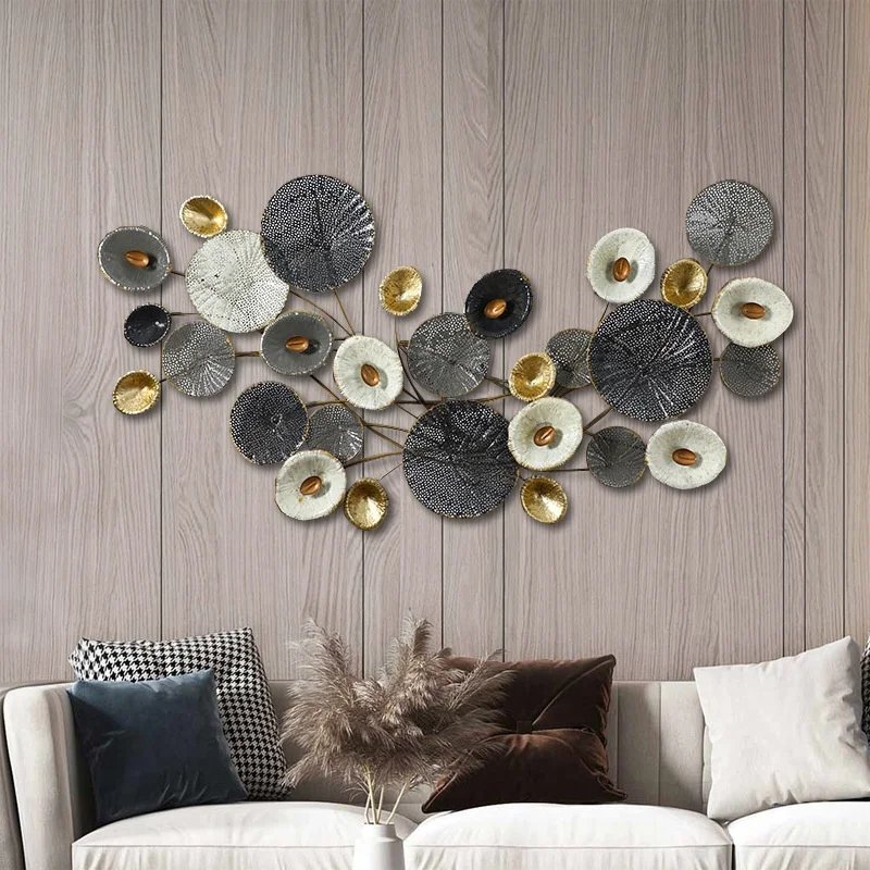 High Quality Nordic Modern Metal Wall Art Home Decorations Wall Frames Panel Hallway Decorative Lotus Leaves Hanging