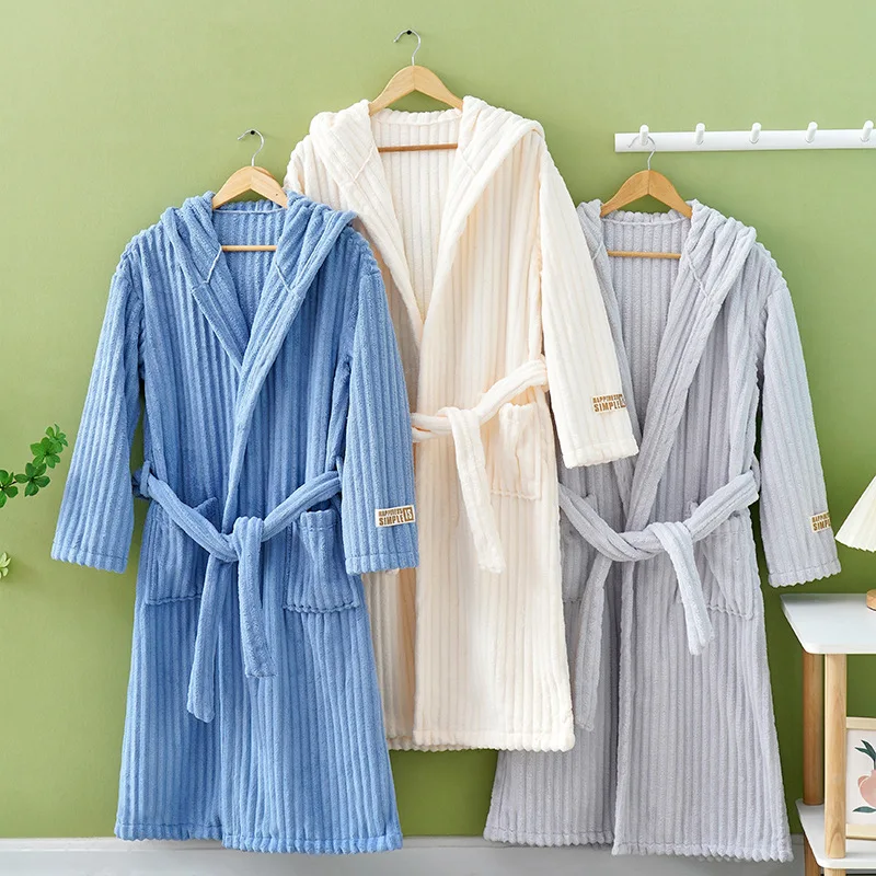 Super Absorbent No Shedding Hair Beige Coral Fleece Women Bath Robe Pink Candy Velvet Microfiber Bathrobe