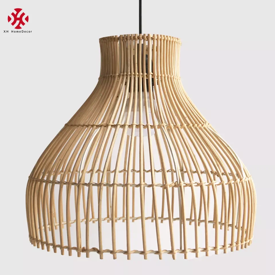 XH Home Decoration Handmade Rattan Craft Lamp Decor Wicker E27 Pendant Ceiling Lampshade hanging light lampenschirm rattan