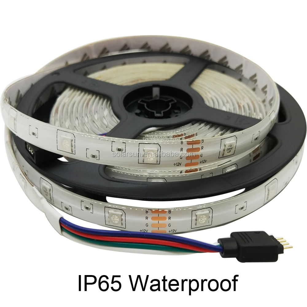 30leds 60leds multi full color IP65 RGB led strip kit with 44key remote controller DC12V power adapter