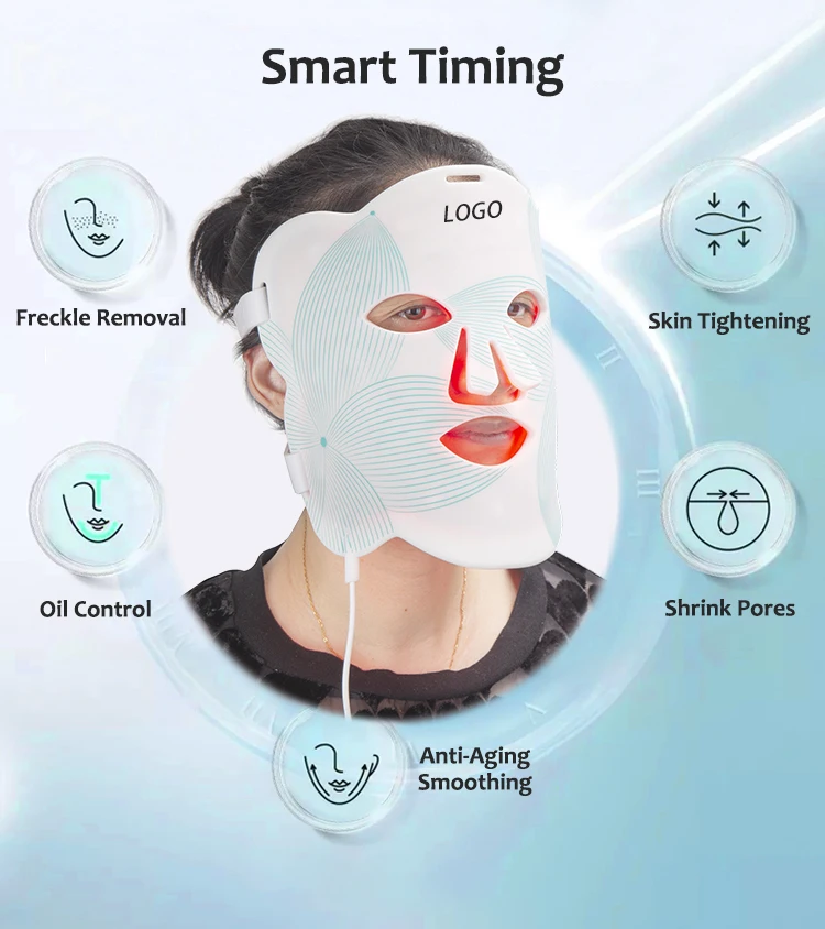 Photon Light Facial Skin Beauty Therapy Mask 2 Colors Fits Softly Red LED Face Mask