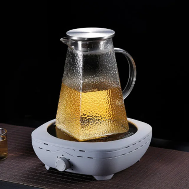1.3L hammer pattern new style chinese glass teapot pitcher  with 304 lid