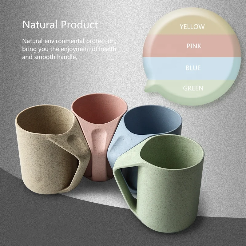 Eco Friendly Portable BPA Free Travel PP Wheat Straw Plastic Round Coffee Mug Cup
