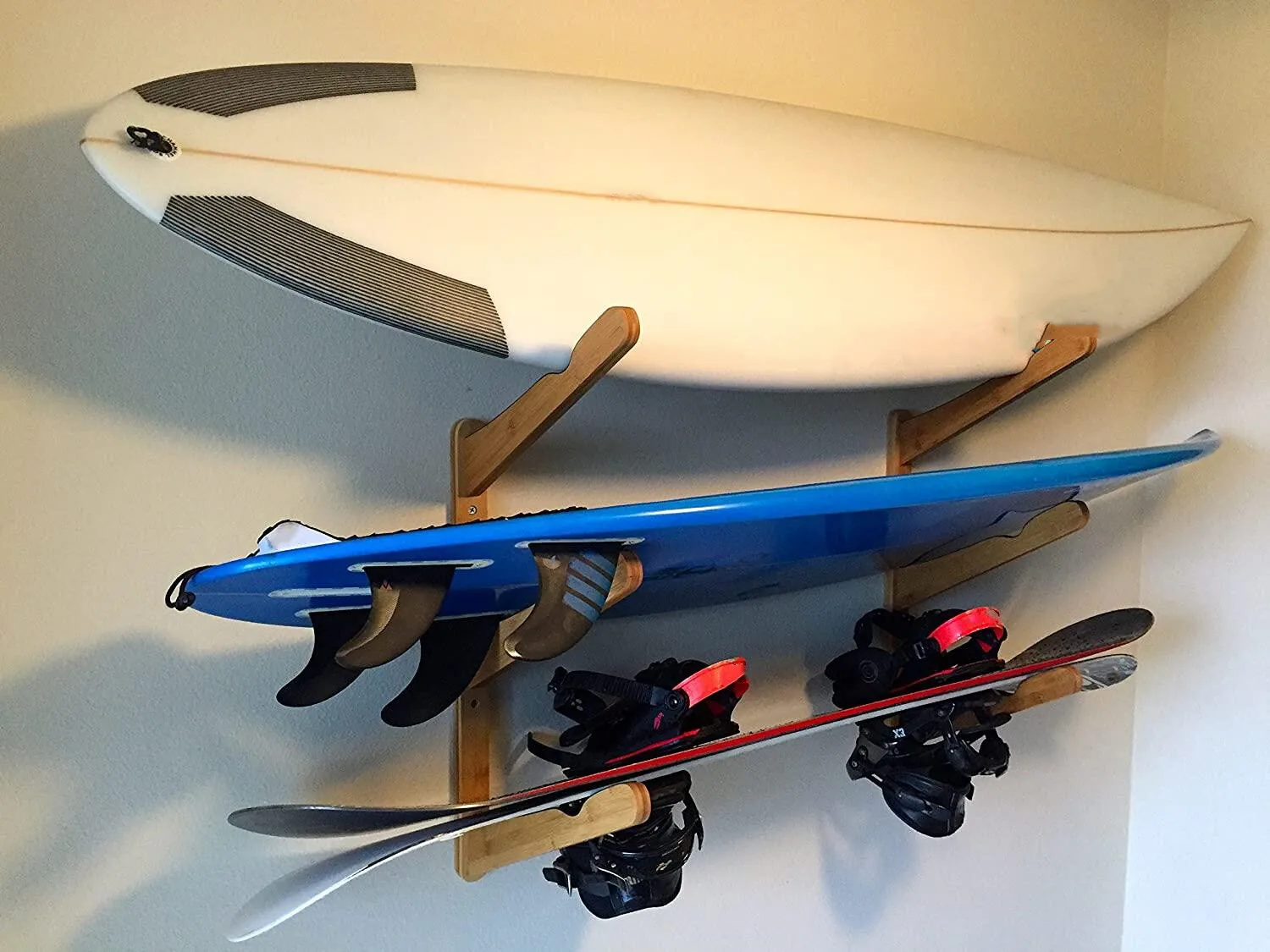 Surf Wooden Surfboard Wall Mount for Surf Boards, Snowboards, Skateboards, Kiteboards and Wakeboards,