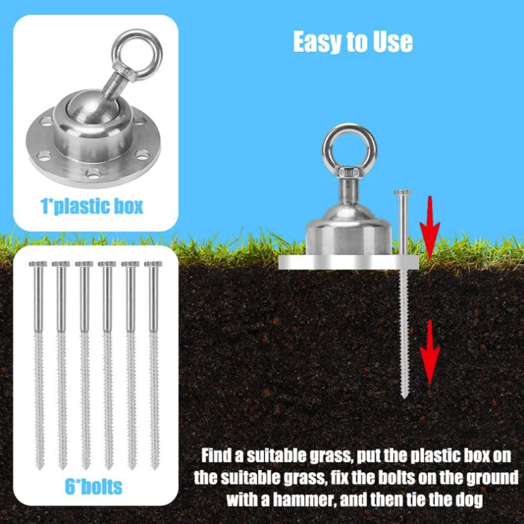 360 degrees Swivel Dog Tie Out Stake Dog Anchor Cat Anchor Dog Tether Holds 1000Lbs of Pull Force for Yard Camping Outdoor