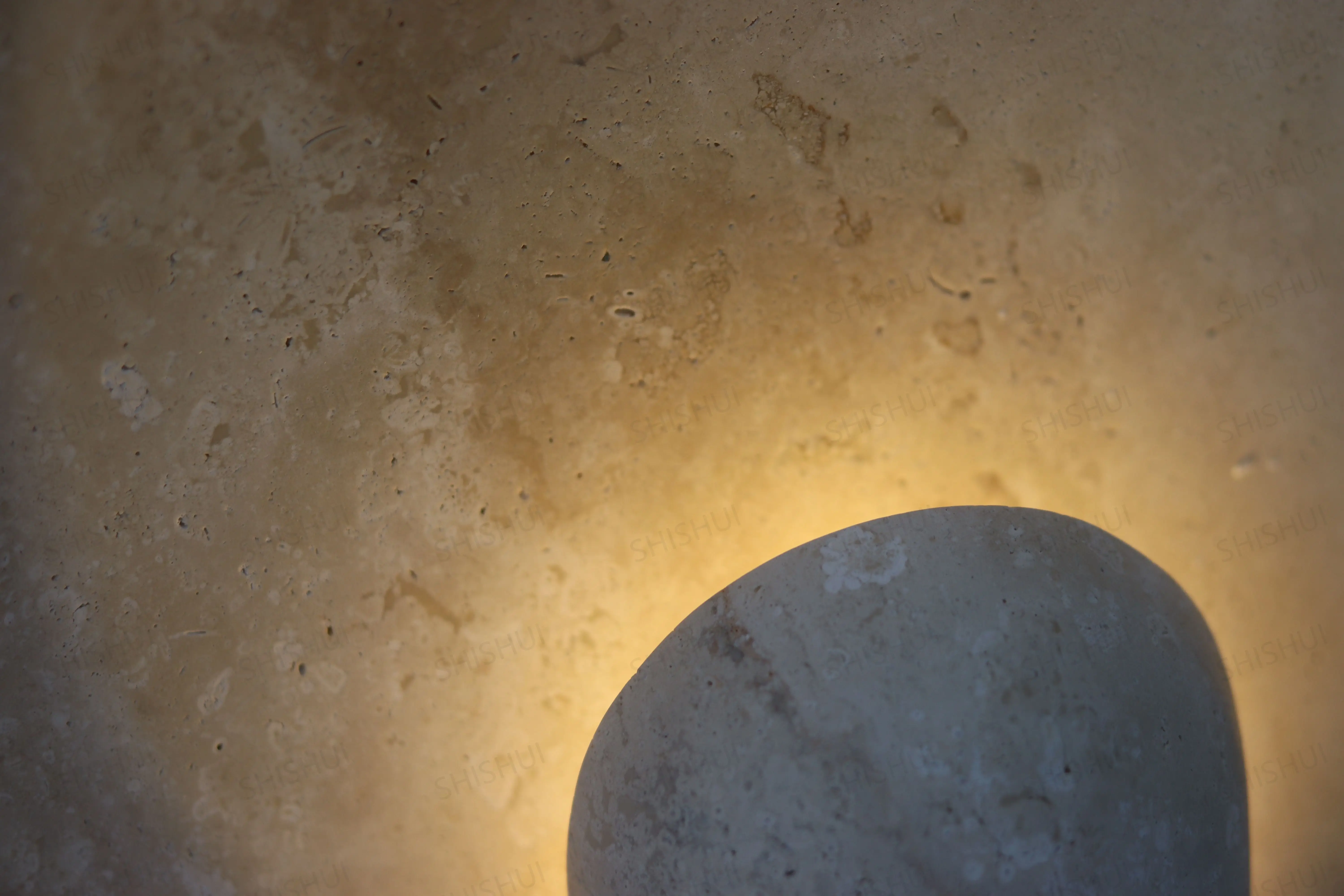 SHIHUI Hot Sale Handmade Luxury Marble Table Lamp Nordic Travertine Home Bedroom Decor Lamp Modern Beige Travertine Table Lamp