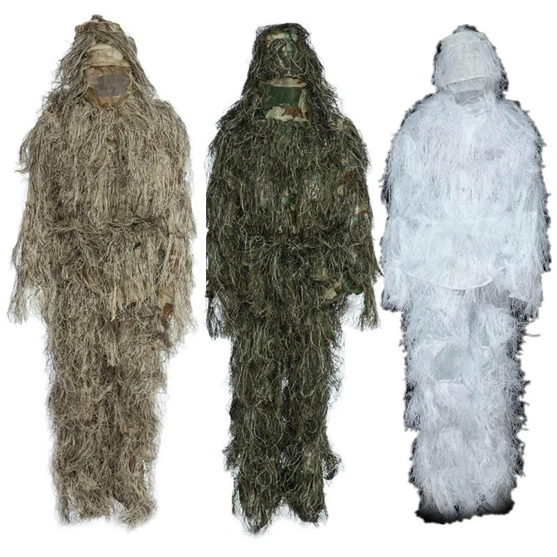
Tactical 3D Ghillie Suit Woodland Camouflage Forest Jungle Sniper Disguise 4-PCS 