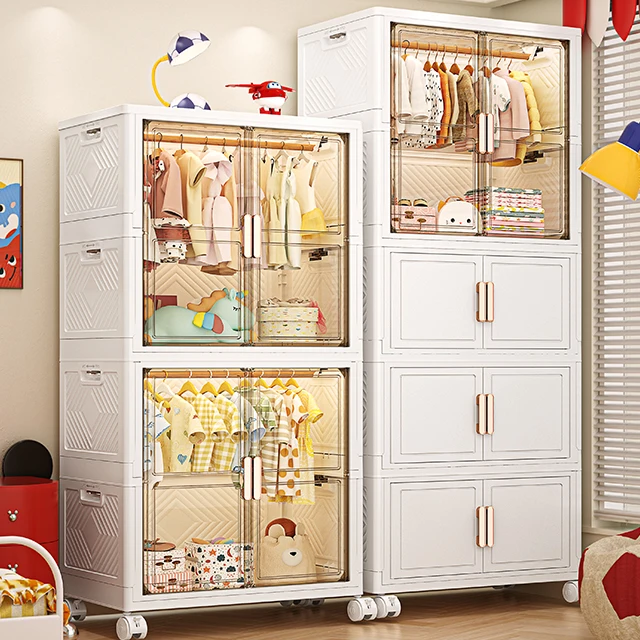 Factory Direct Sale Portable Wardrobes Easy Assemble Baby Wardrobes Cabinets Bedroom Stocking Organizer For Clothes Storage