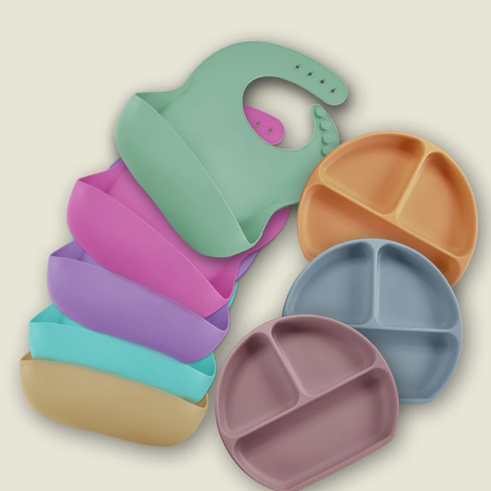 Подарочные тарелки для закусок без бисфенола А, 3 шт., вилка, ложка, нагрудник, набор еды, медведь, силиконовая чаша для кормления, Детские Ложки