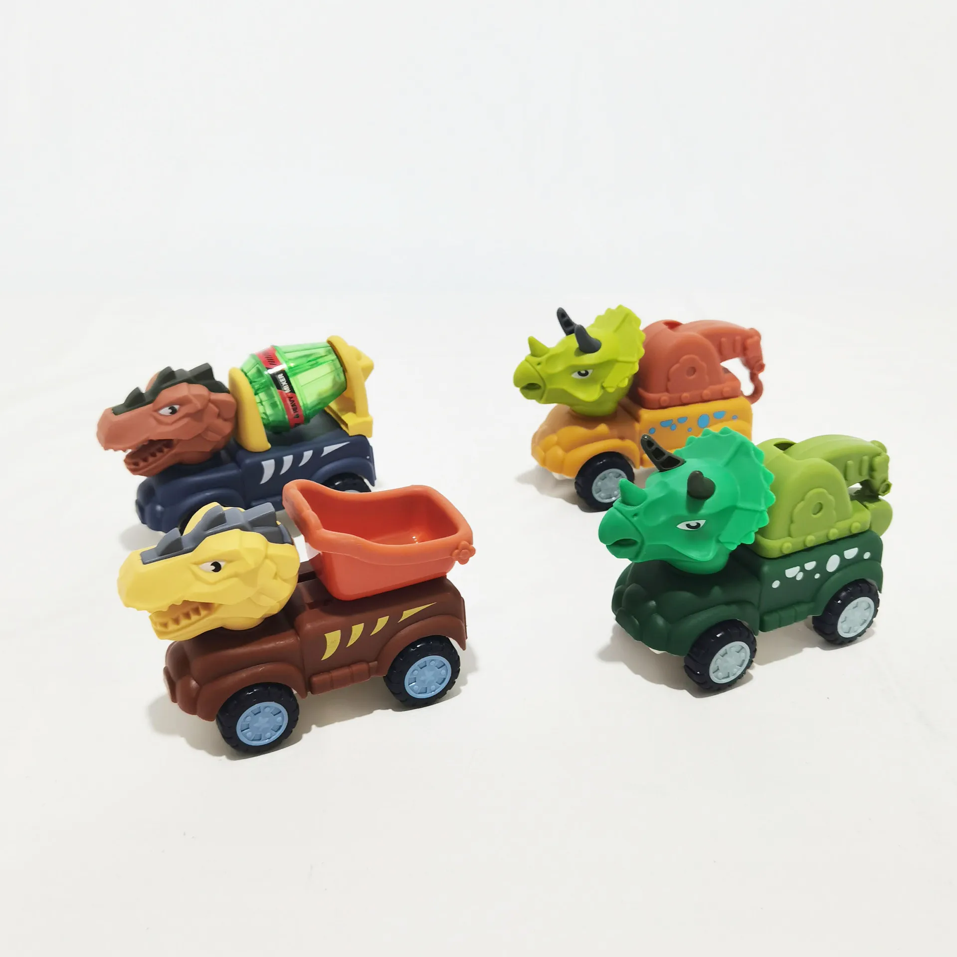 1/6 Hot Selling Market Display Pull Back Dinosaur Toy Friction Truck Car Kid Toy Cars Vehicles Toys with Bidirectional inertia
