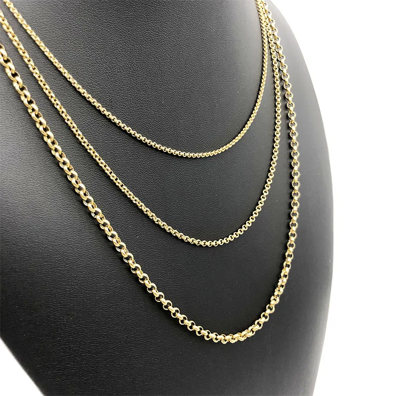 
24inch round circle pearl gold black roller stainless steel link chains necklace for jewelry making 