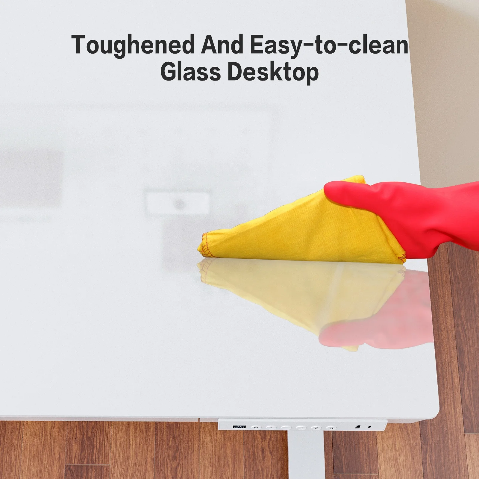 V-mounts Tempered Glass Desktop height adjustable office desk with 3-position pre-settable memory buttons JSD5-01-G4