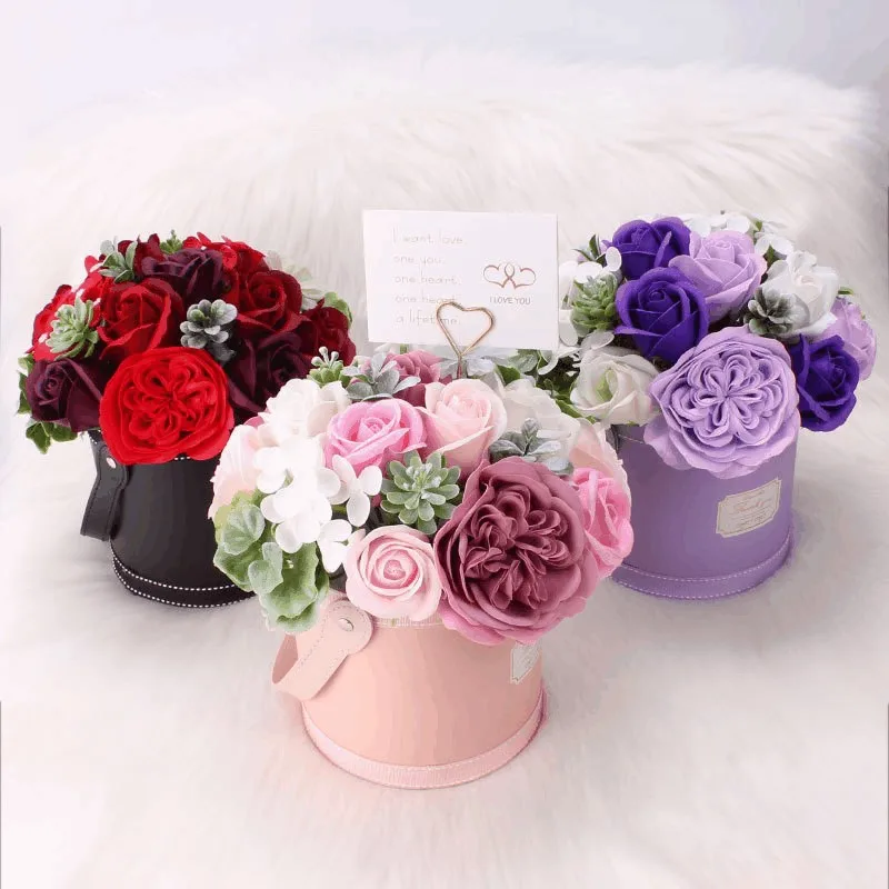 Hot sale flower soap dispenser wholesale artificial flowers Wedding Bouquet eternal rose jewelry box Long Stem Flower