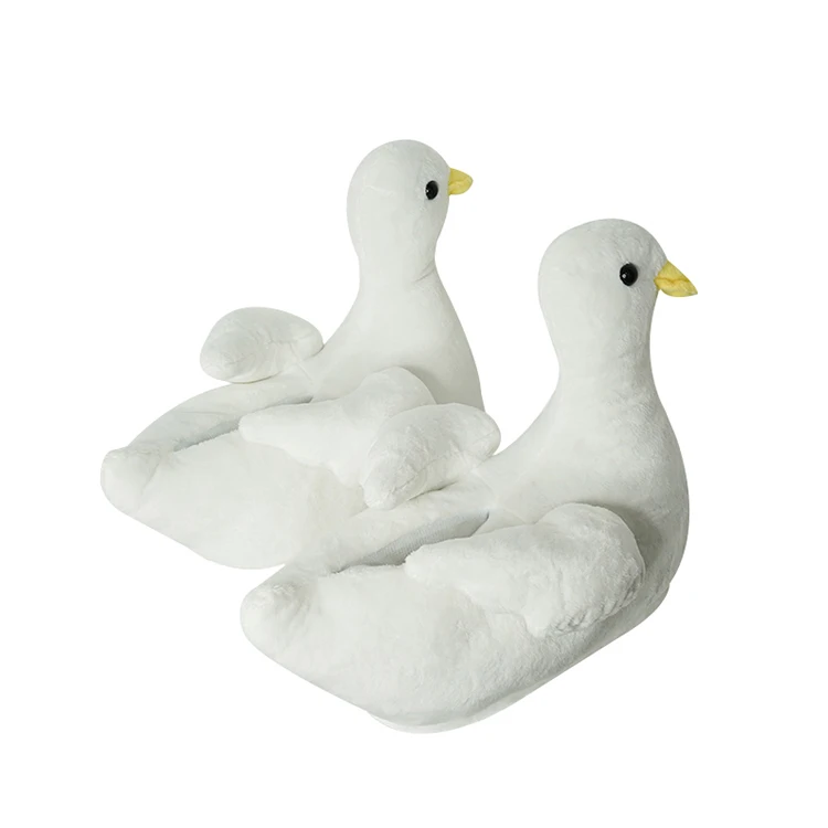 Stuffed Animal Home Shoes Warm Women Gifts Furry Inner Plush Swan Goose Slippers
