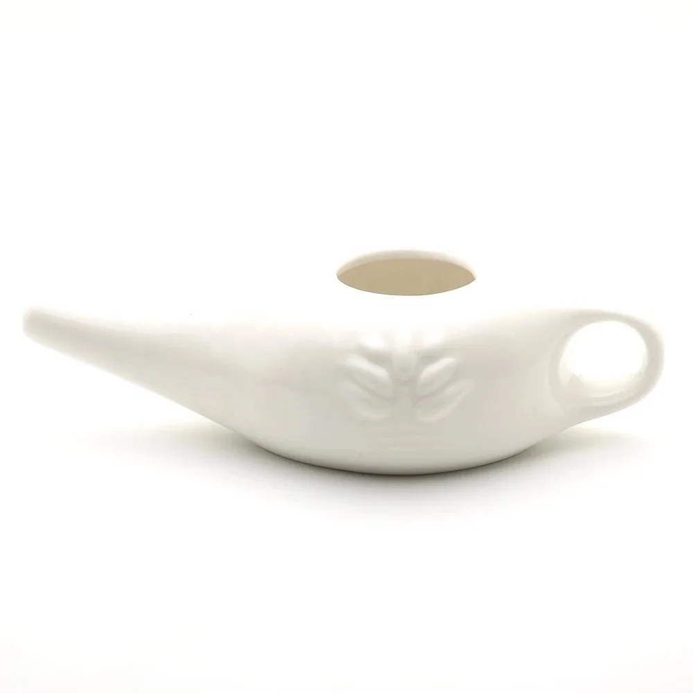 Custom Ceramic Himalayan Portable Nasal  Irrigation Cleaning Washing Jal Neti Pot Salt Pipe Inhaler