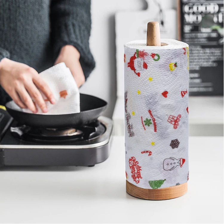 OEM по оптовым ценам, Роскошные Пользовательские бумажные полотенца 2 слоя для кухнных бумажных ткани рулон печатных для кухнных бумажных полотенец для Рождества