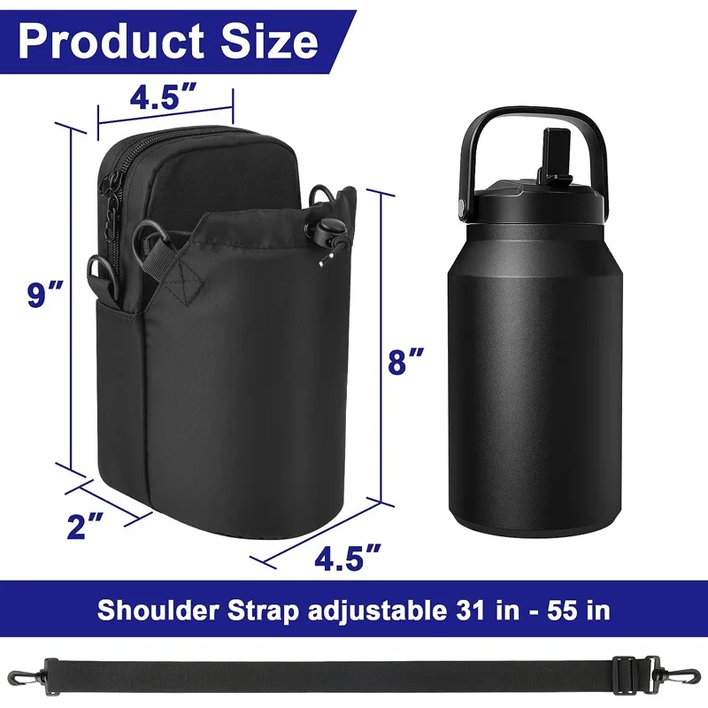 Custom High Quality Non-slip Gym Fitness Magnetic Water Bottle Carrier Bag with Phone Pocket