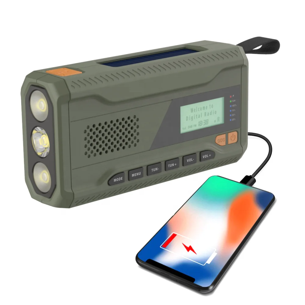 factory Good quality portable dab+ radio dab radio flashlight emergency dynamo dab radio