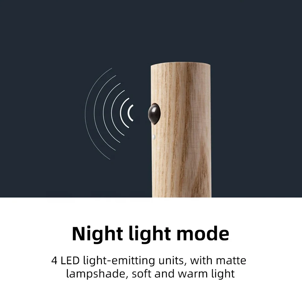 Inductive Portable Wireless Magnetic Smart Indoor Wall Staircase Lamp USB Rechargeable Wood Led Motion Sensor Night Light