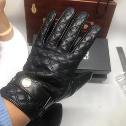 2021 autumn and winter new sheepskin gloves men and women wear-resistant outdoor warm fashion leather gloves wholesale custom