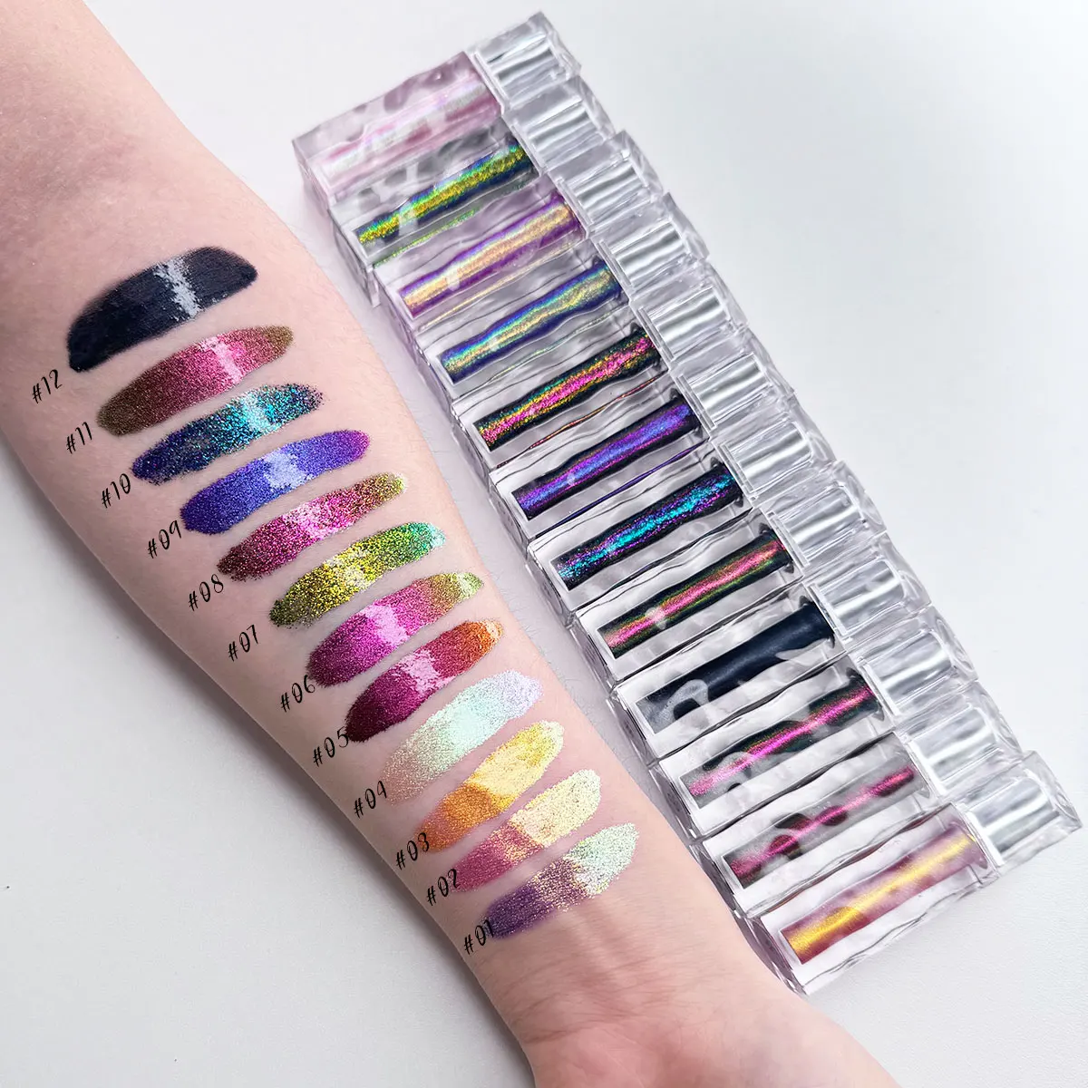 Private Label Chameleon Shimmer Liquid Lipstick Glitter Metallic Lip Gloss Makeup Duo-chrome Holographic Custom Logo Lip Stick