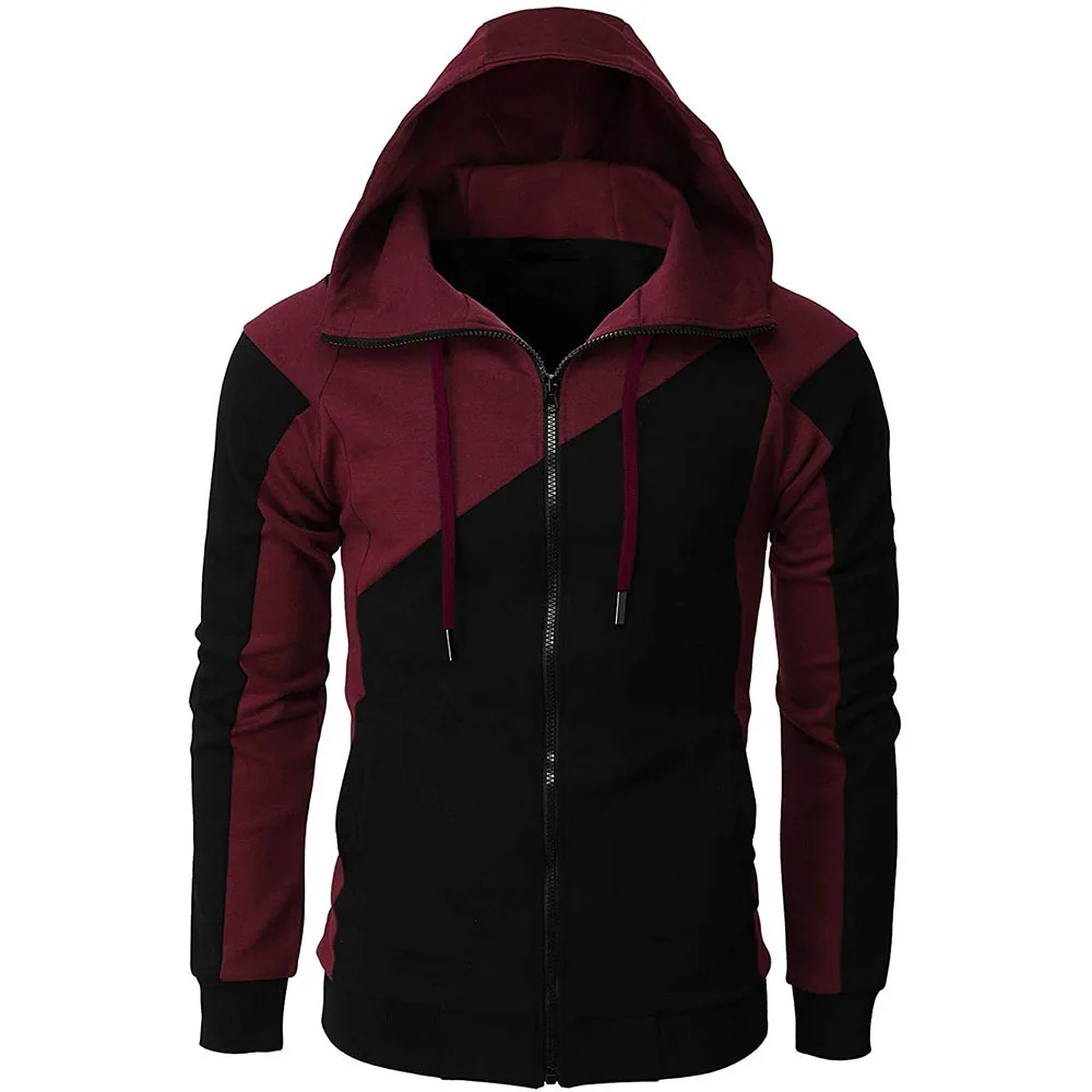 YD High quality fall winter designers blank zip up hoodies coat with patchwork sport wear hoodie men