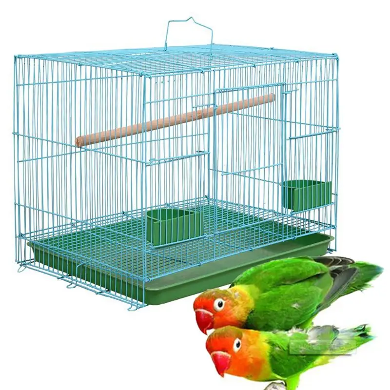 Factory Direct Sales Rectangular Wire Cage Small Birds And Canaries Pet Rabbit Cage Pet Farming Cage With Wood Pole