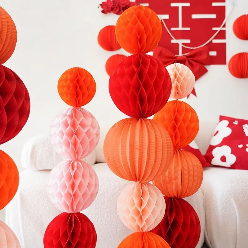 Wedding Room Layout Honeycomb Ball Background Wall Pull Flower Decoration Paper Flower Ball