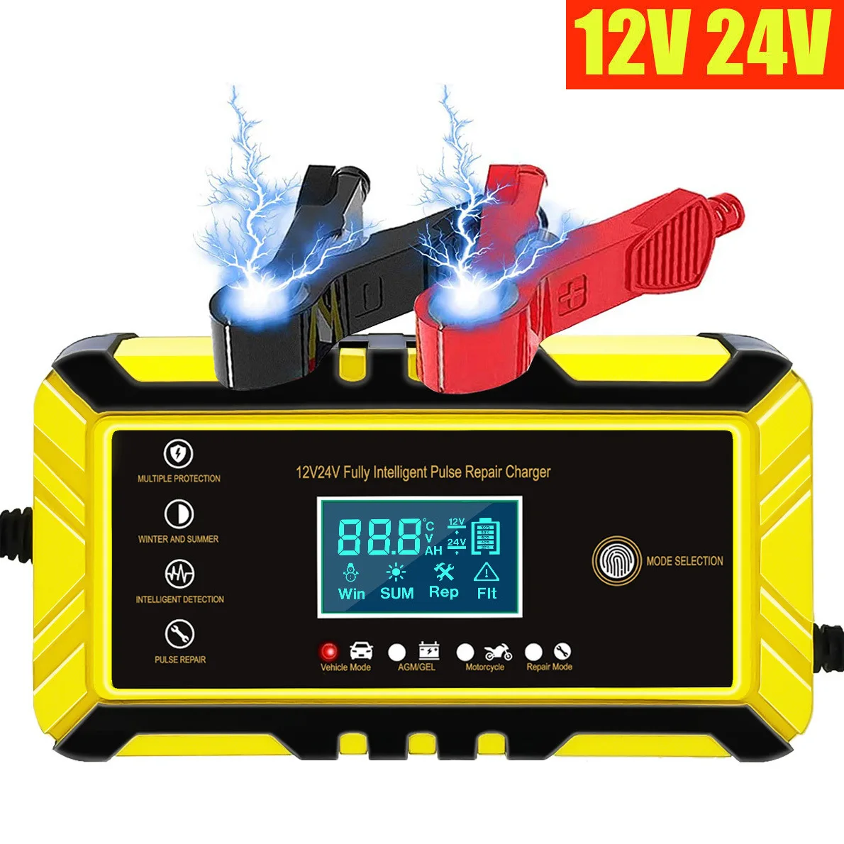 12v24v volt car battery charger motorcycle smart pulse
