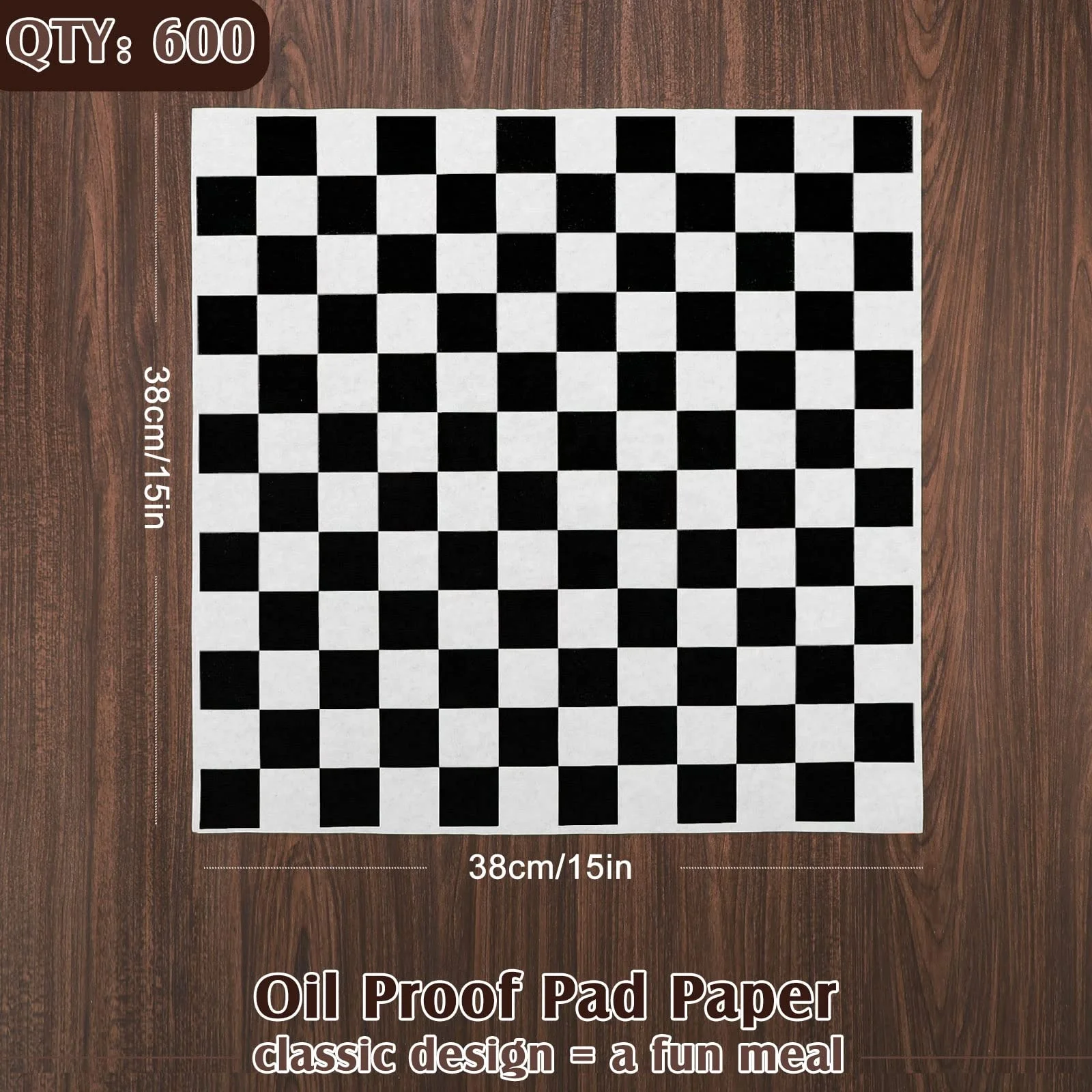 Disposable Wraps Dry Wax Paper Sheets Basket Liner Restaurant Supplies Bread Cheeses Burgers Checker Food Wrapping Paper