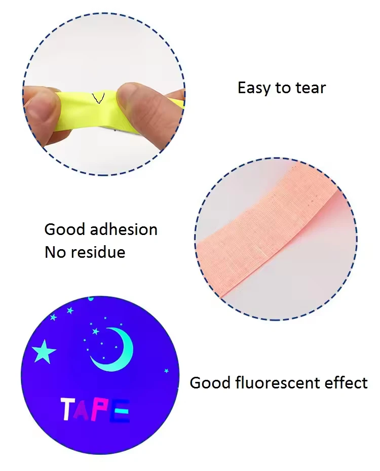 Fluorescent Adhesive tape Spike tape Uv Blacklight Reactive Neon Gaffer Cloth tape For Party Stage Camera Art Craft
