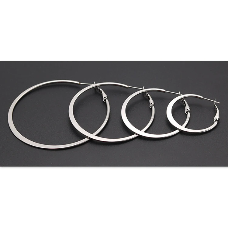 30-60mm Rose Gold Silver Black Non Pierced Dangling Spring Large Twisted Clip On Hoop Earrings