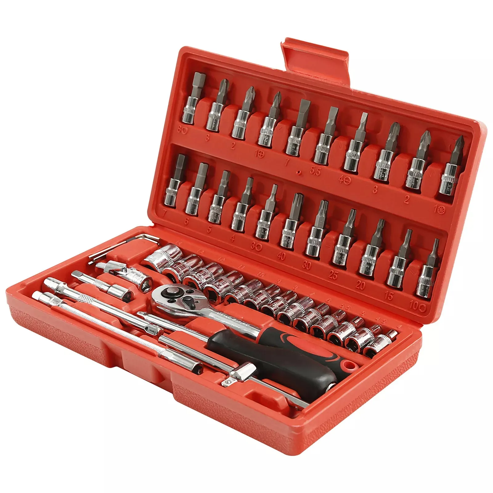 professional GTY 46PCS Socket Wrench set hand tools ratchet handle  high quality carbon steel cr-v 46 pcs  socket sets kit box