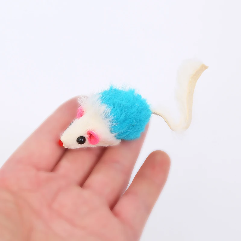 Real rabbit fur colorful mouse cat toy pet supplies wholesale in stock fast delivery