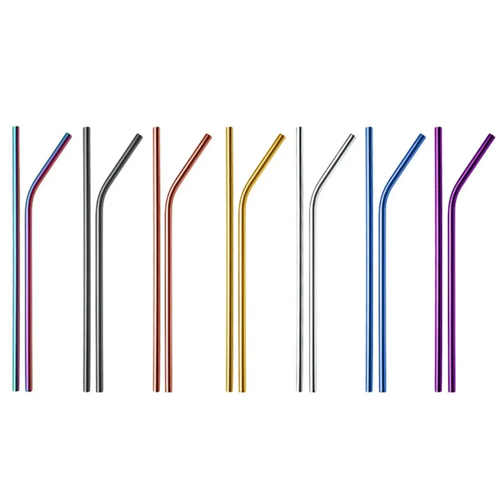RTS Bulk Customized Logo Eco Friendly Reusable Food Grade 304 Stainless Steel Metal Colored Straw With Brush