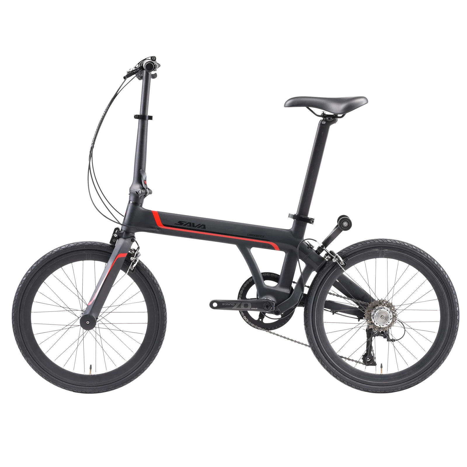 SAVA High Quality 20 Inch 9 Speed Carbon Fiber Folding Bicycle Rear Single Arm Mini Fold Bike Disc Brake SHIMANO Foldable Bikes