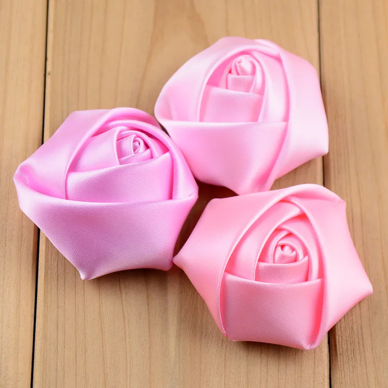 Large size 5cm satin rosette flower 39Colors high quality fabric craft Satin Rosette Flowers 50 Pcs/lot