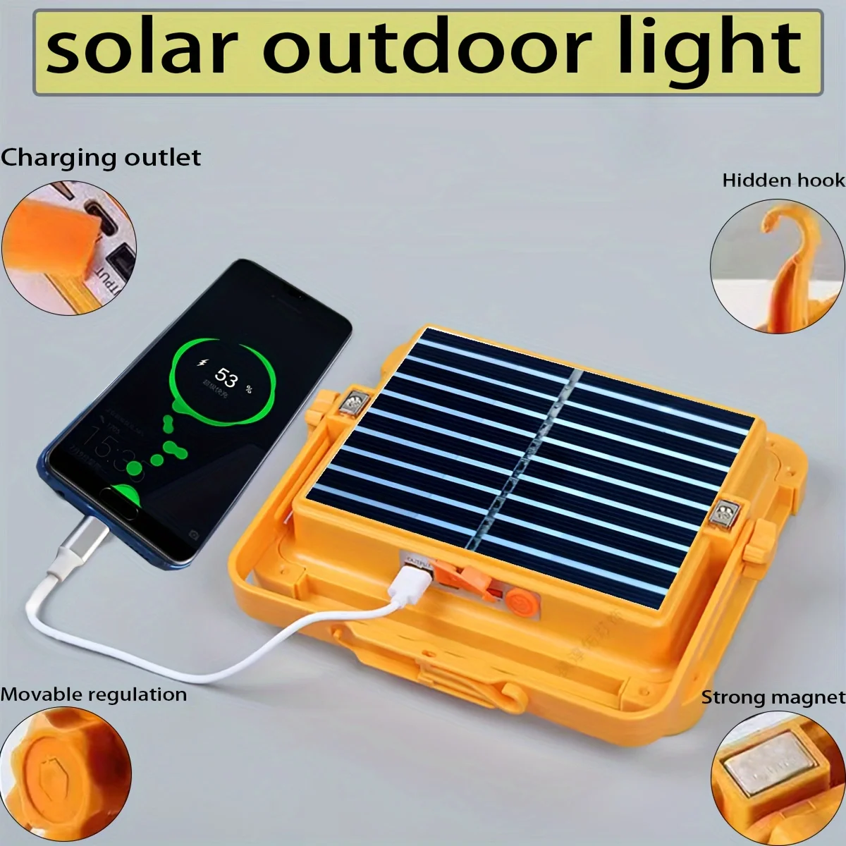 A Solar Charging Floodlight USB Integrated Charging Magnetic Portable Waterproof Multi-mode Adjustment High Brightness