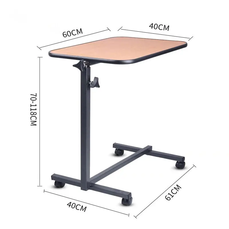 Hydraulic Lifting Overbed Table Hospital Furniture Height Adjustable Dinning table With Wheels