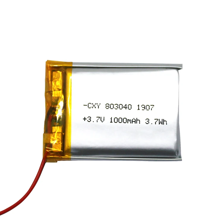 
High Capacity Rechargeable 803040P 3.7V 1000mah Lithium Polymer Battery 