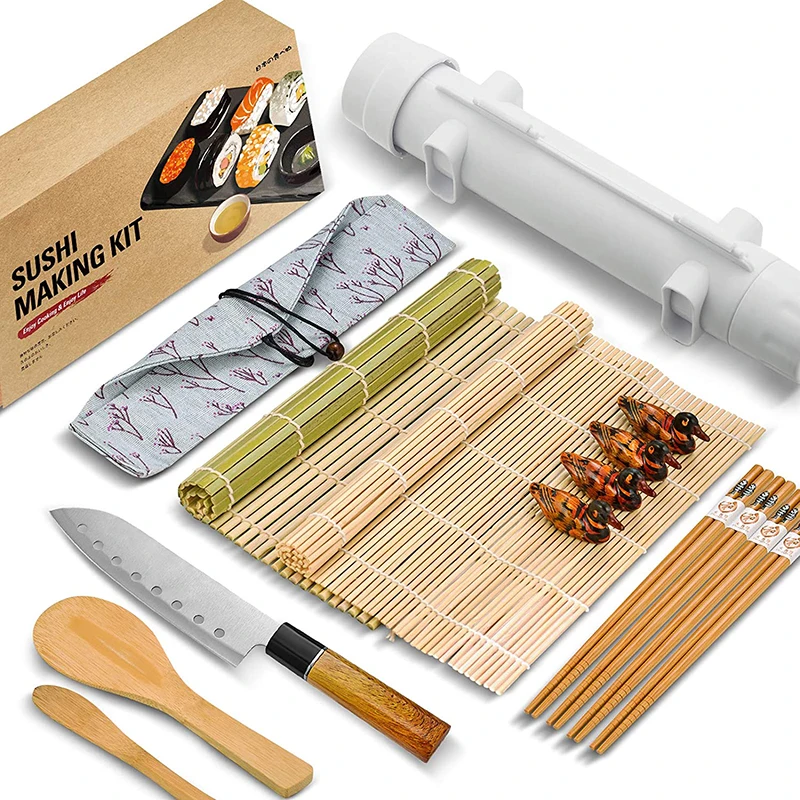  Amazon Hot Sale DIY 10 pcs Seaweed Rice Roll Tool Sushi Making Kit Bamboo Maker Equipment