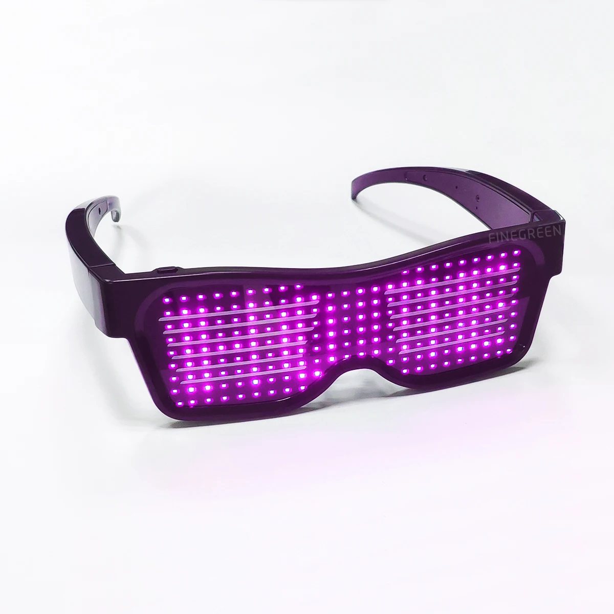 
Bluetooth connects to APP-controlled LED glasses in a variety of colors, optional free-changing mode available for Halloween 