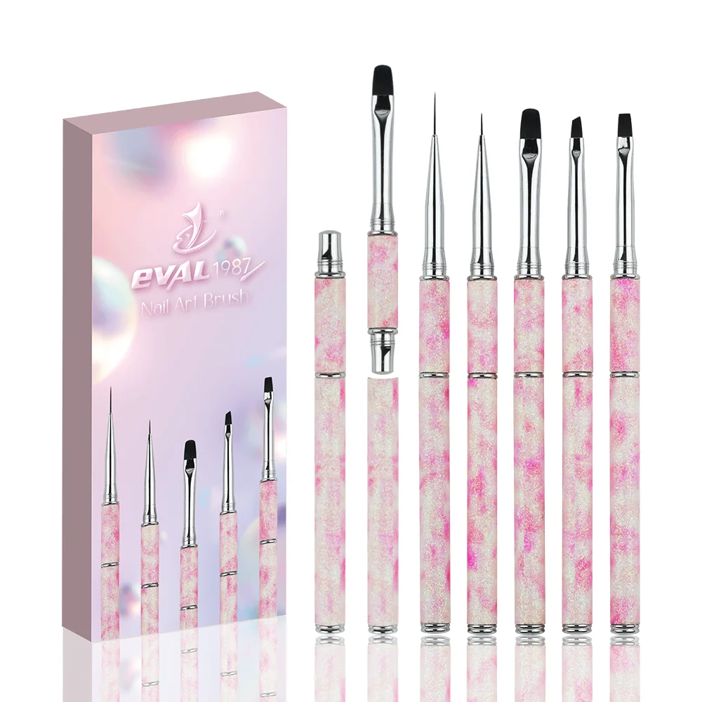 Nail Brush Customized Color Logo Liner UV Gel Pink Nail Art Brushes with Nylon Bristles and Acrylic Handle