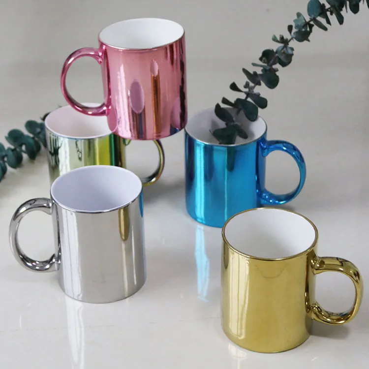 Hot Sell Cocopool Hunan Li-Ling Manufacturer  Wholesale 11oz New Bone China Electroplating Straight Coffee Mug Gift