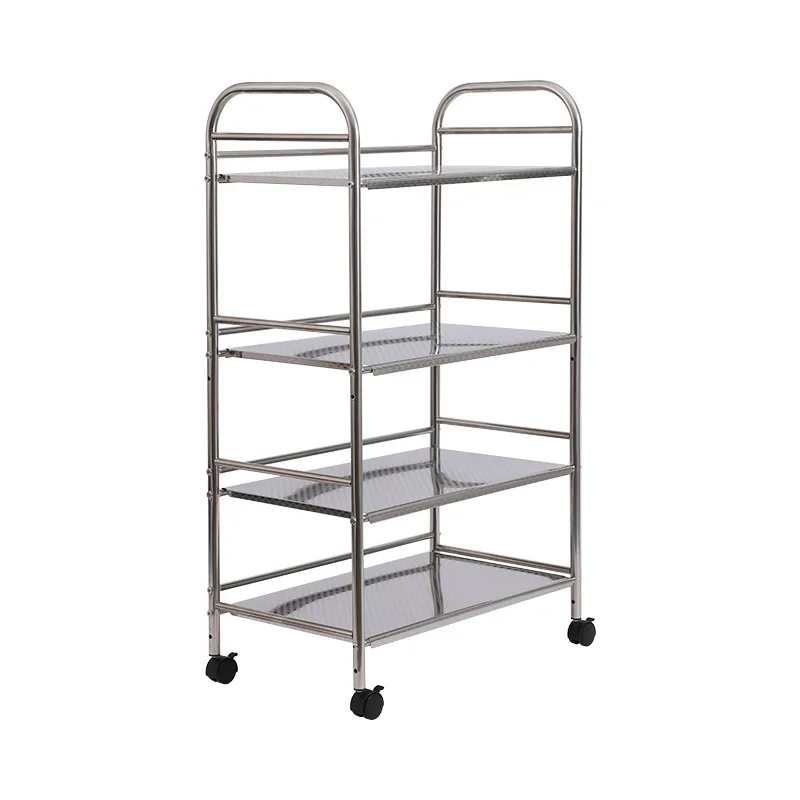 4 Tier kitchen metal rolling cart Kitchen Storage Rack Stainless Steel Shelving Cart on Wheels